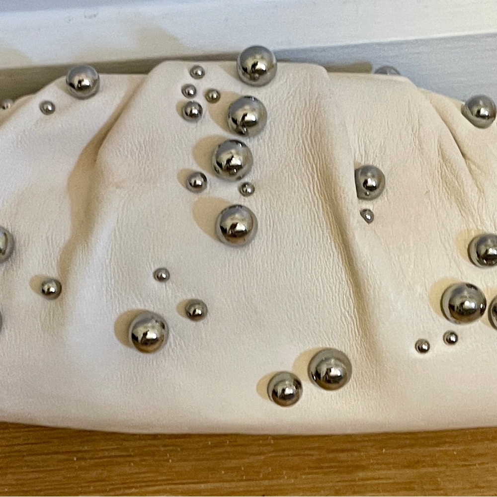 Mango Elegant White Clutch with Silver Accents